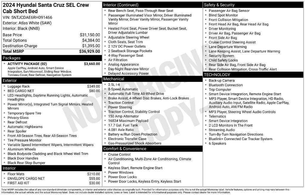Used 2024 Hyundai Santa Cruz SEL w/ Activity Package AWD/4WD image 40