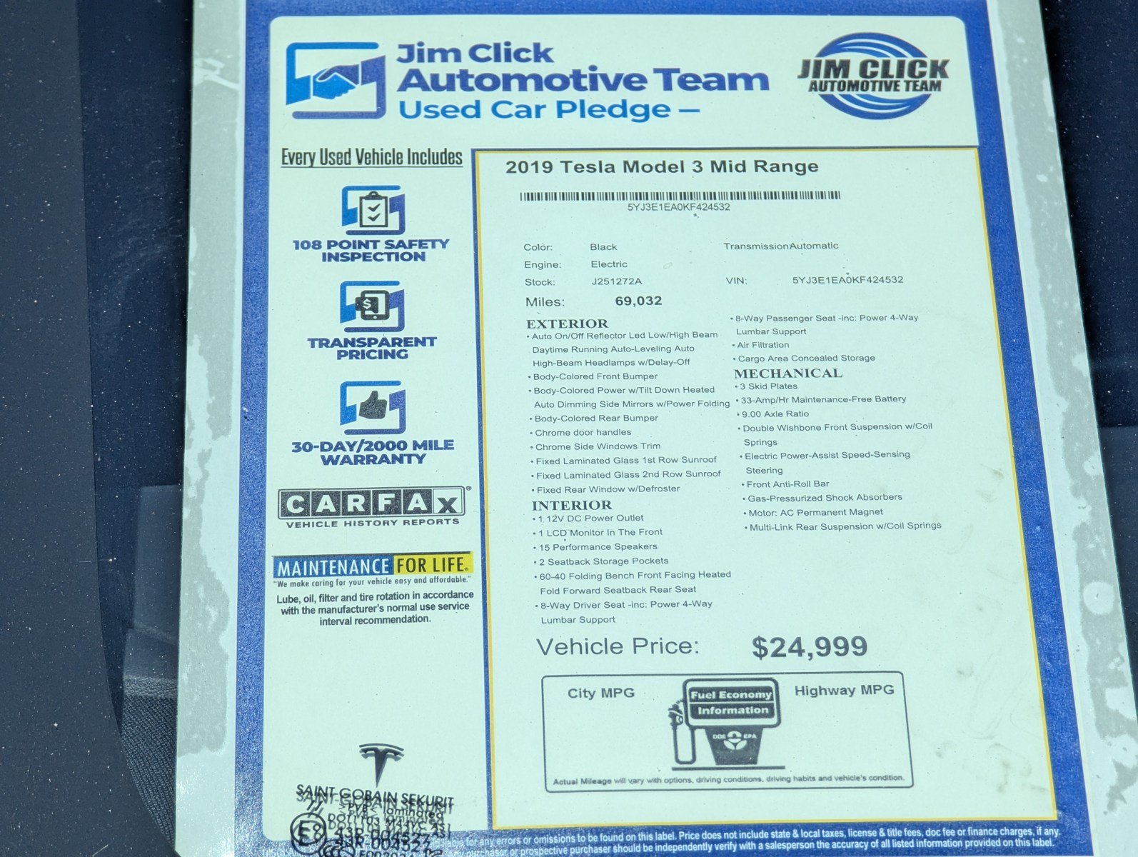 Used 2019 Tesla Model 3 Mid Range RWD image 14