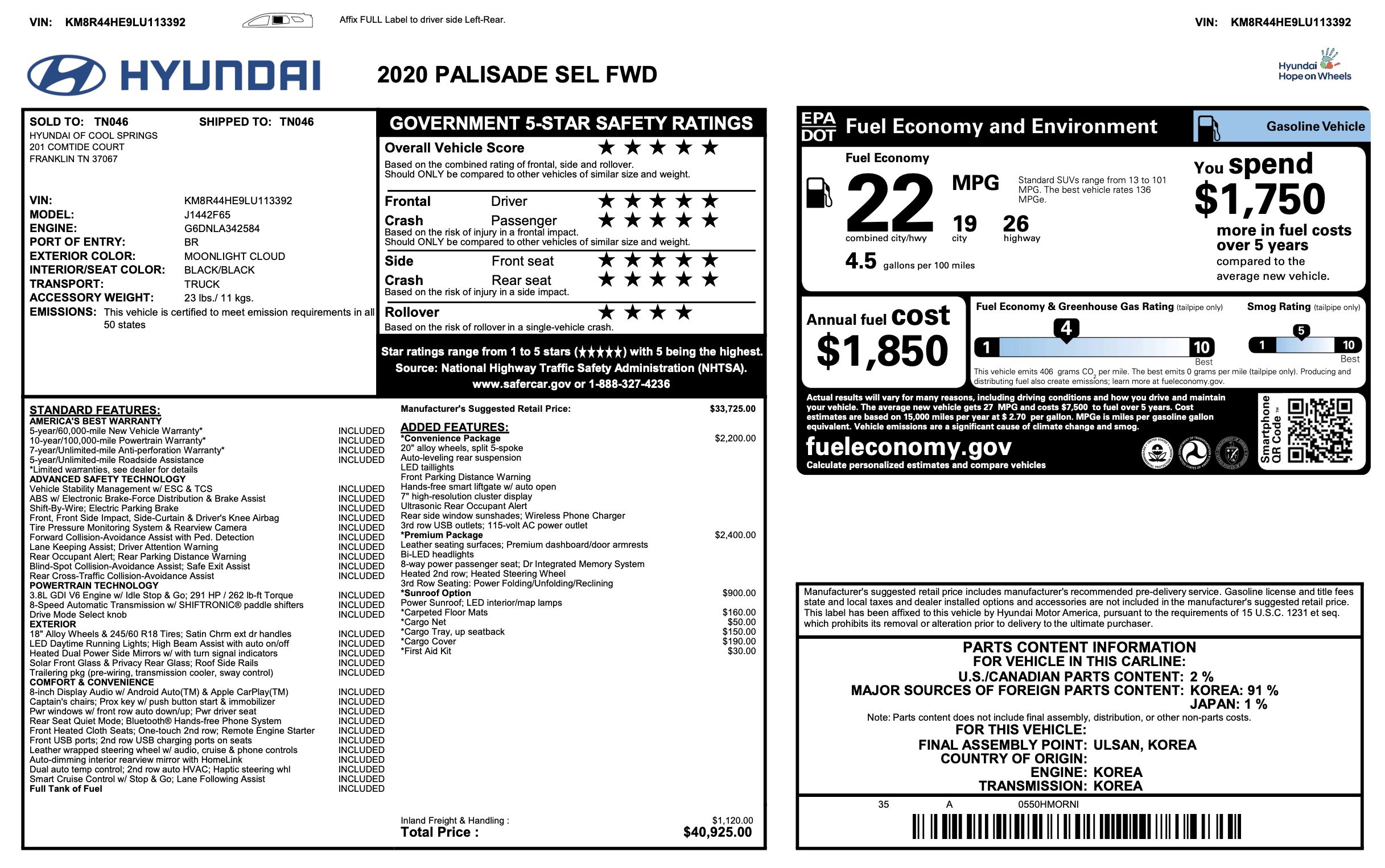 Used 2020 Hyundai Palisade SEL w/ Premium Package image 6