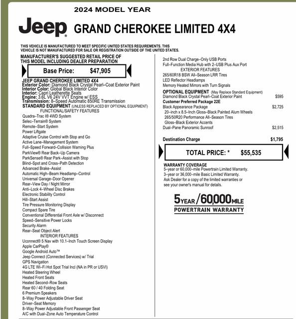 Used 2024 Jeep Grand Cherokee Limited w/ Black Appearance Package image 4