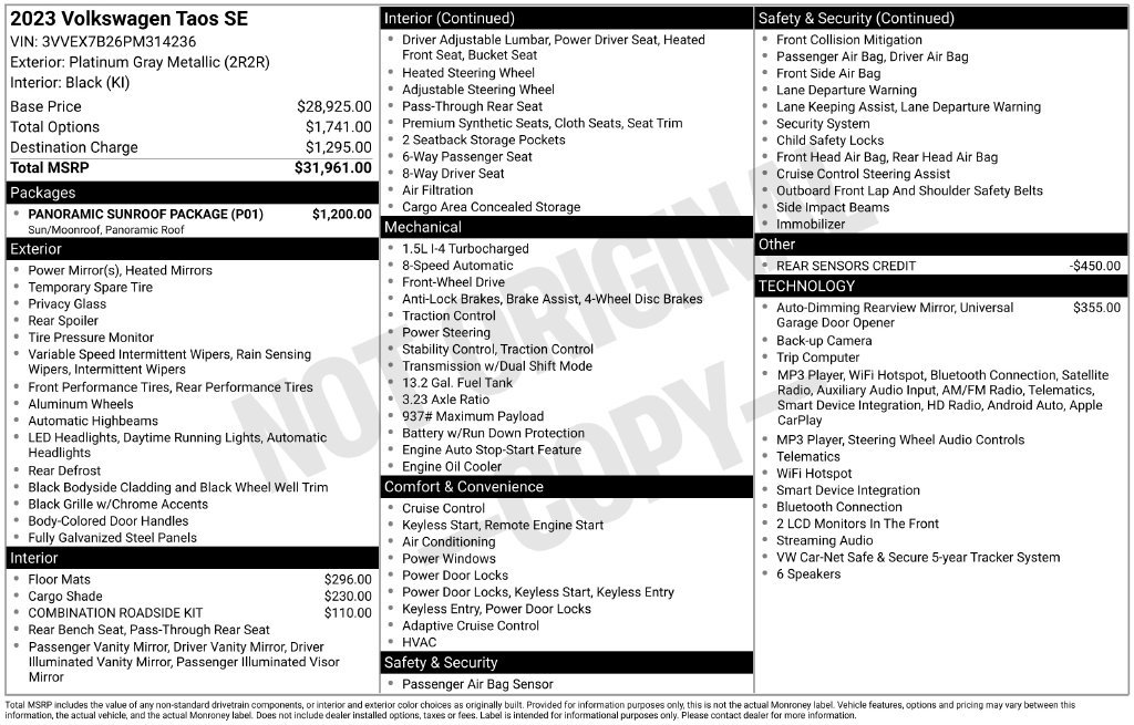 Certified 2023 Volkswagen Taos SE w/ Panoramic Sunroof Package FWD image 37