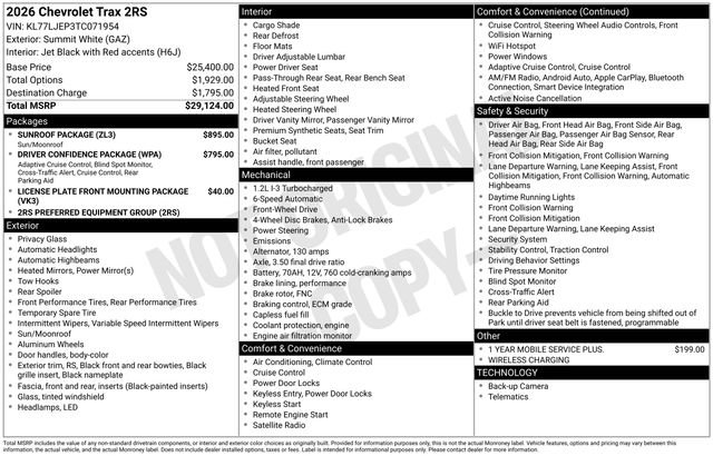 New 2026 Chevrolet Trax RS w/ Sunroof Package image 26
