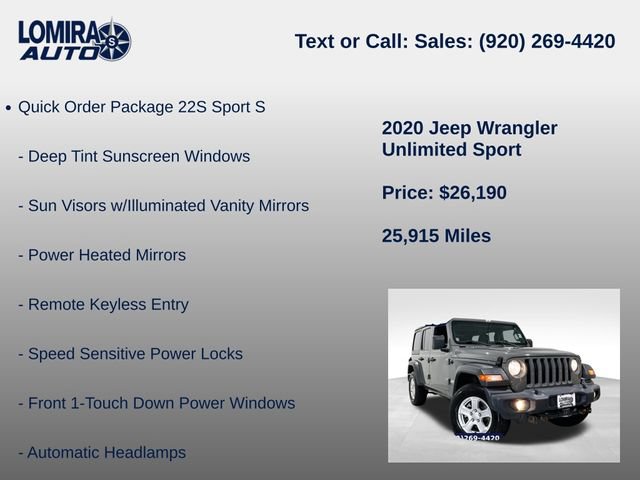 Used 2020 Jeep Wrangler Unlimited Sport w/ Cold Weather Group AWD/4WD image 8