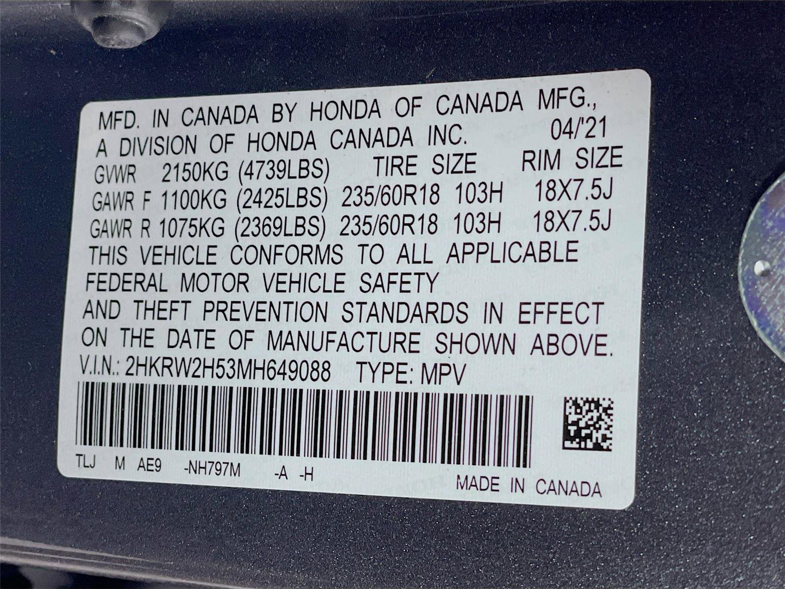 Certified 2021 Honda CR-V EX image 34