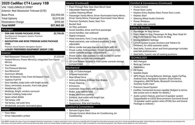 Used 2020 Cadillac CT4 Luxury w/ Sun And Sound Package RWD image 7