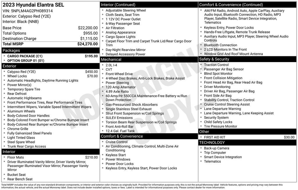 Used 2023 Hyundai Elantra SEL w/ Cargo Package image 6