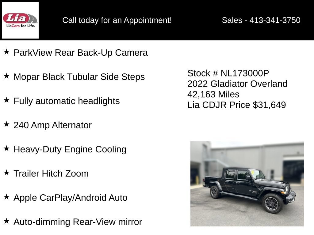 Certified 2022 Jeep Gladiator Overland w/ Trailer Tow Package AWD/4WD image 11