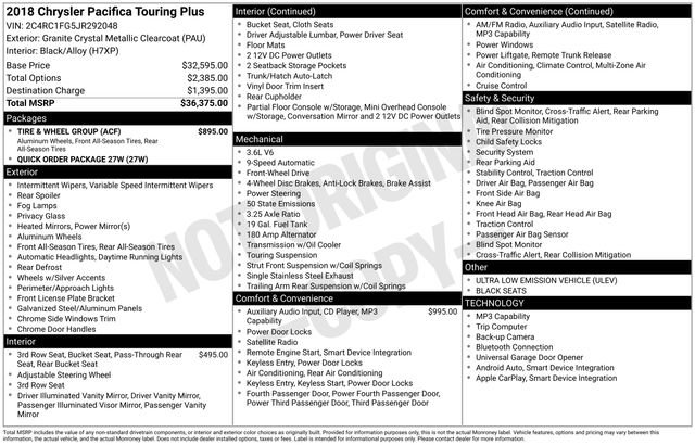 Used 2018 Chrysler Pacifica Touring Plus w/ Tire & Wheel Group FWD image 10