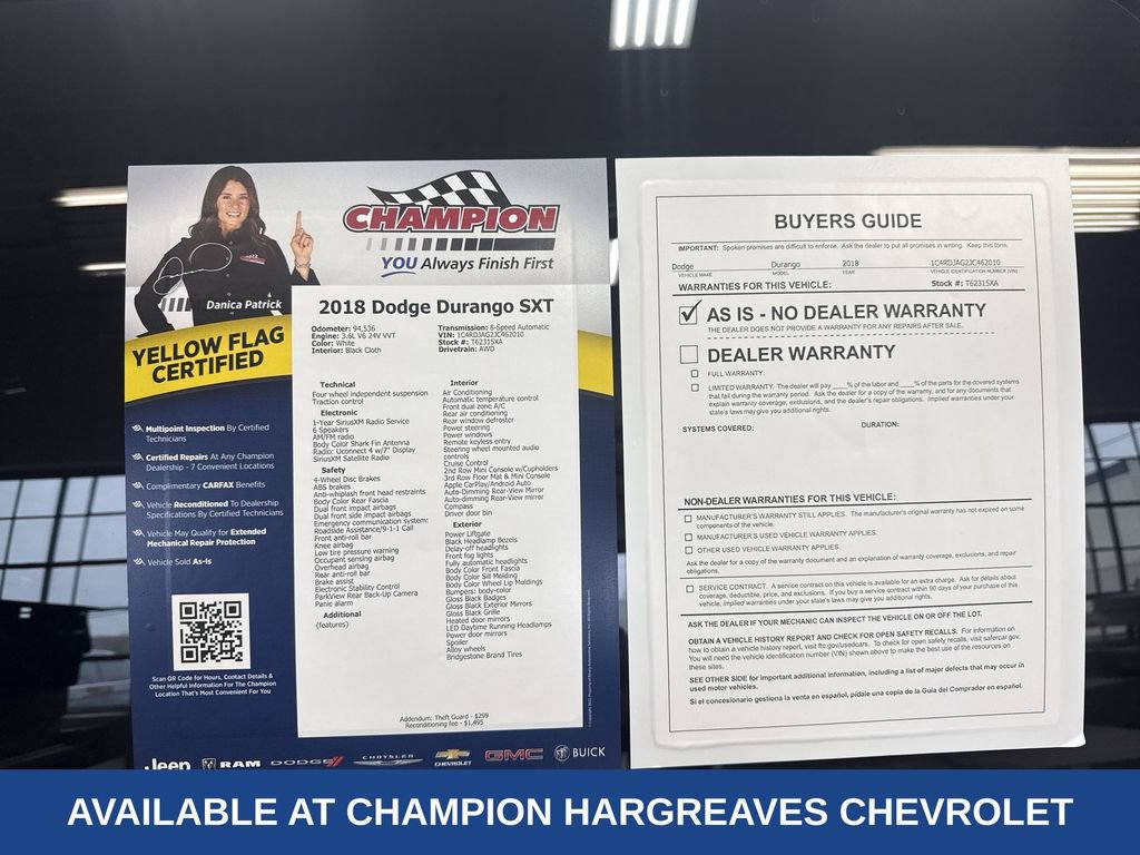 Used 2018 Dodge Durango SXT w/ Quick Order Package 2BB AWD/4WD image 44