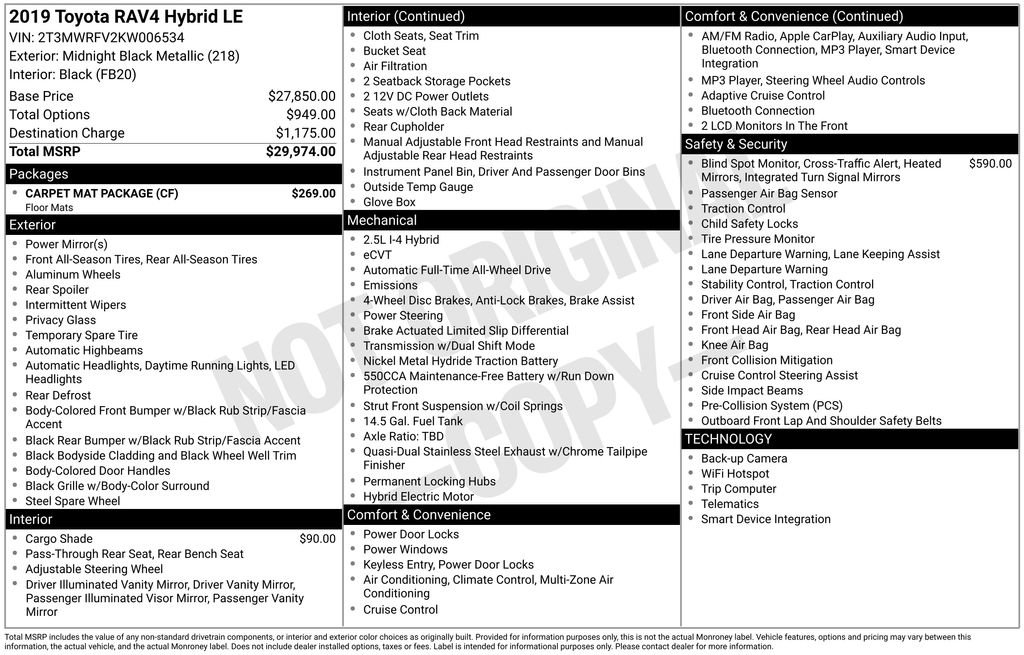 Used 2019 Toyota RAV4 LE w/ Carpet Mat Package image 25