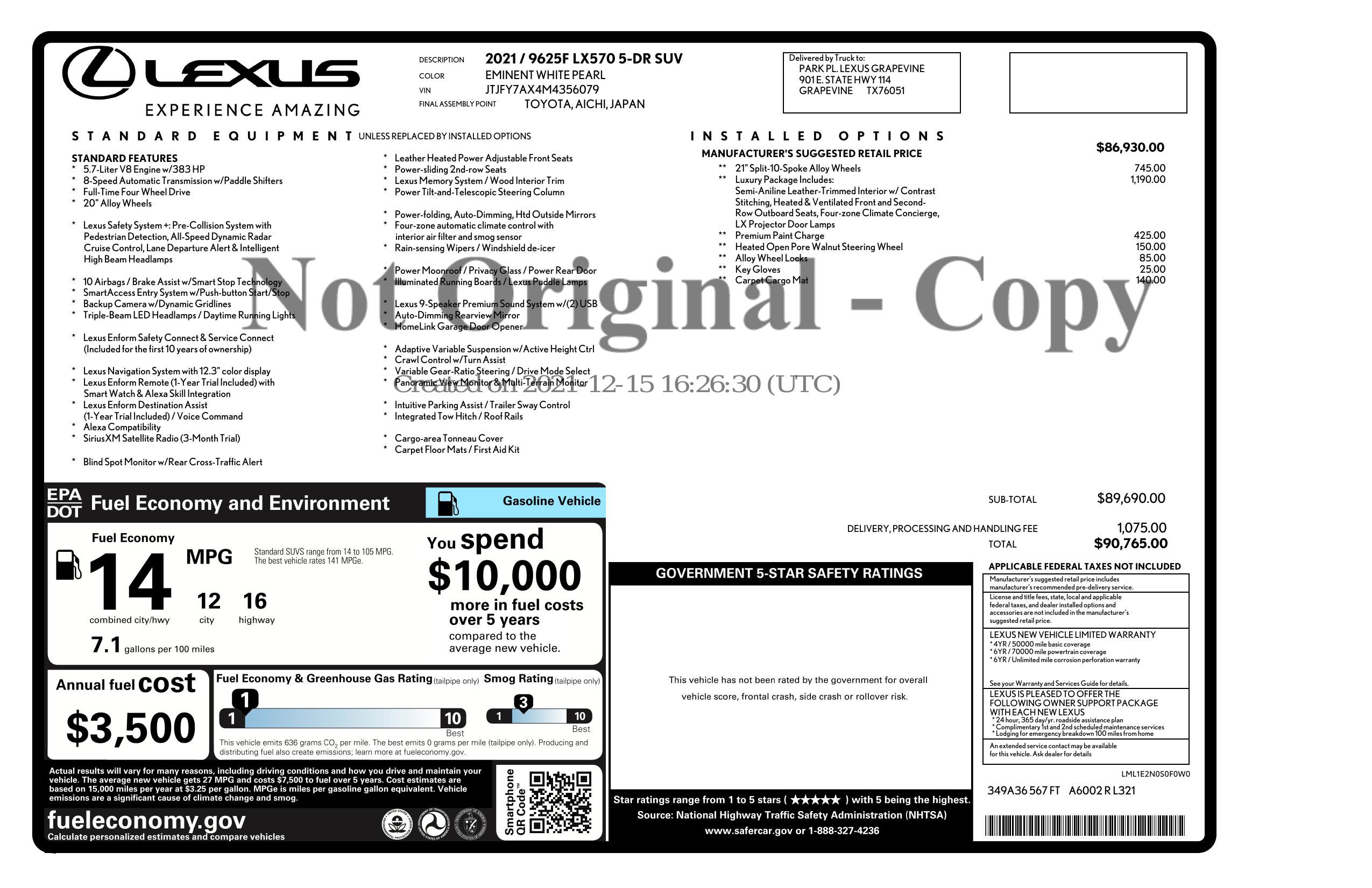 Used 2021 Lexus LX 570 4WD w/ Luxury Package image 3