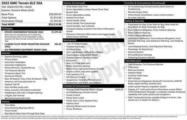 Used 2022 GMC Terrain SLE w/ Driver Convenience Package AWD/4WD image 3