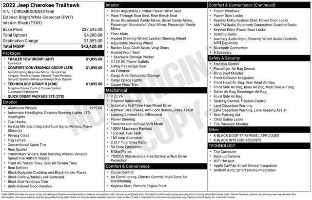 Used 2022 Jeep Cherokee Trailhawk w/ Technology Group B image 15