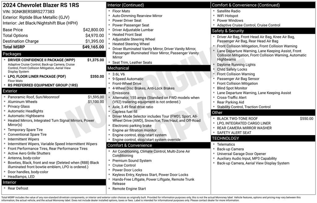 Used 2024 Chevrolet Blazer RS w/ Driver Confidence II Package FWD image 35