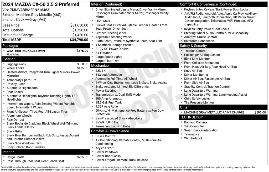 Used 2024 MAZDA CX-50 AWD 2.5 S w/ Weather Package image 10