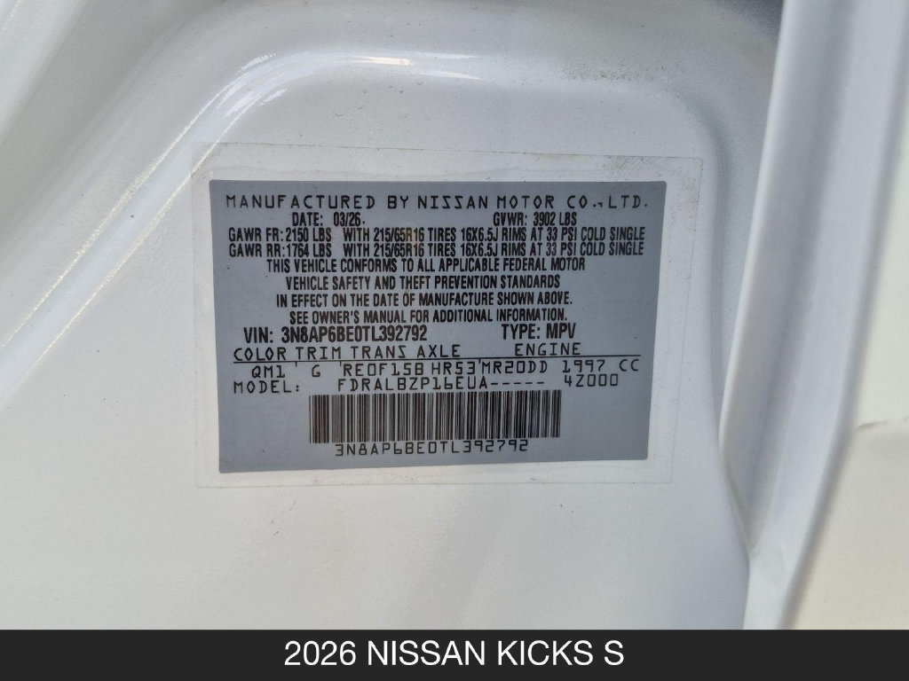 Certified 2026 Nissan Kicks S FWD image 24