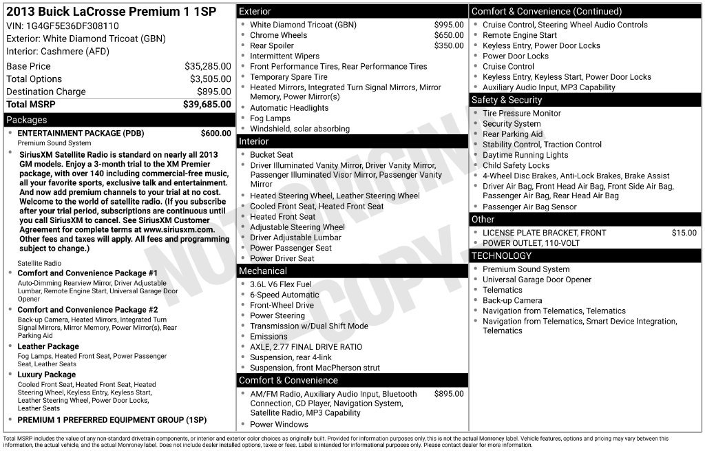 Used 2013 Buick LaCrosse Premium w/ Entertainment Package FWD image 6