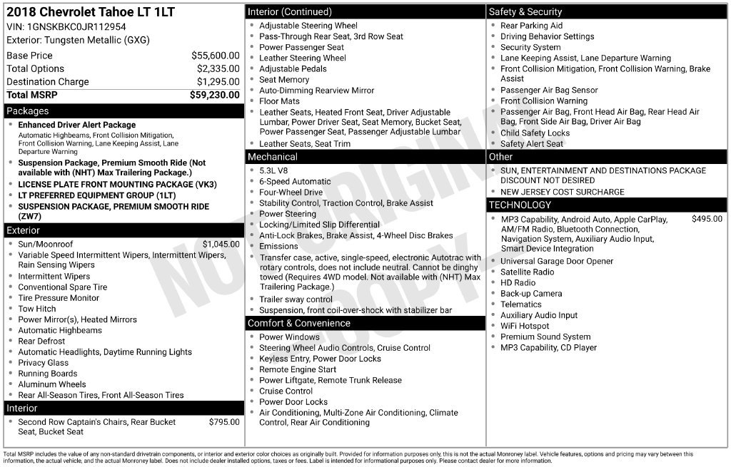 Certified 2018 Chevrolet Tahoe LT AWD/4WD image 38