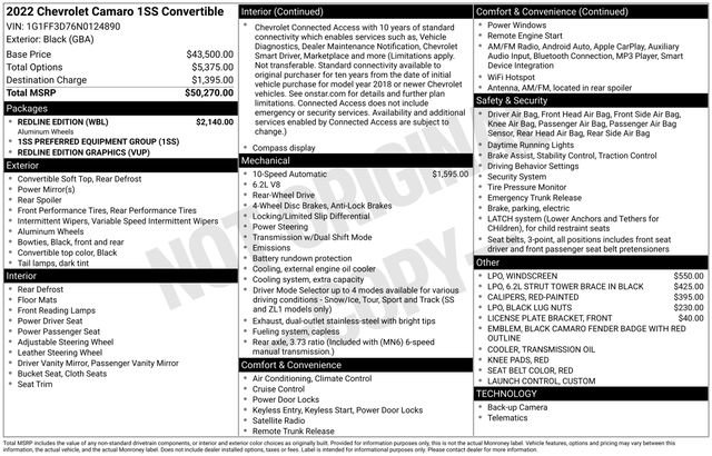 Used 2022 Chevrolet Camaro SS w/ Redline Edition image 33