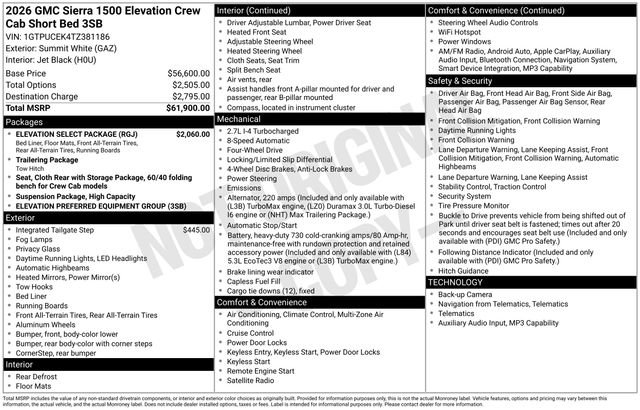 New 2026 GMC Sierra 1500 Elevation w/ Elevation Select Package AWD/4WD image 9
