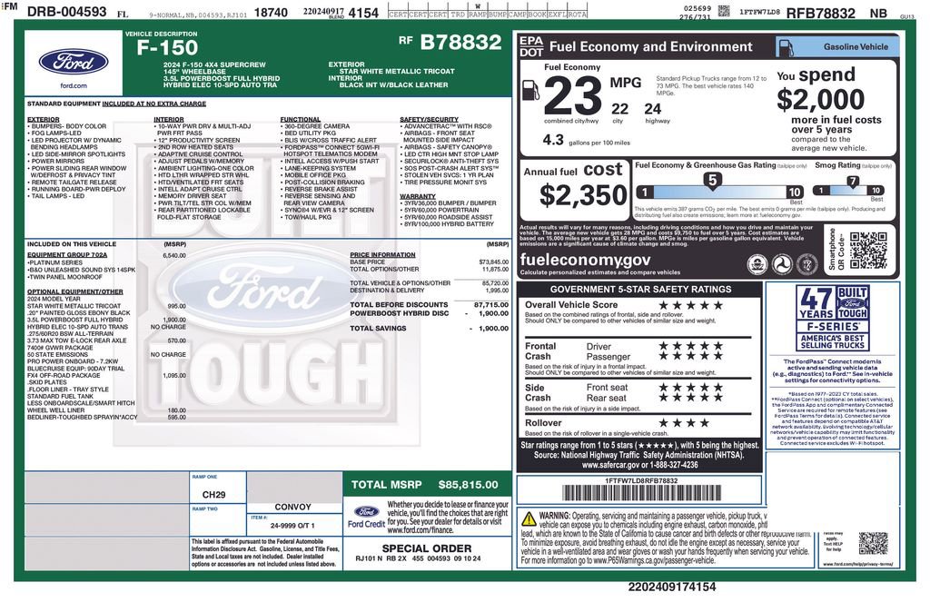 Certified 2024 Ford F150 Platinum w/ Equipment Group 702A High AWD/4WD image 6