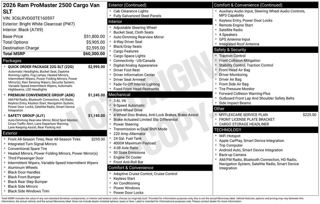 New 2026 RAM ProMaster 2500 w/ Quick Order Package 22G SLT FWD image 25