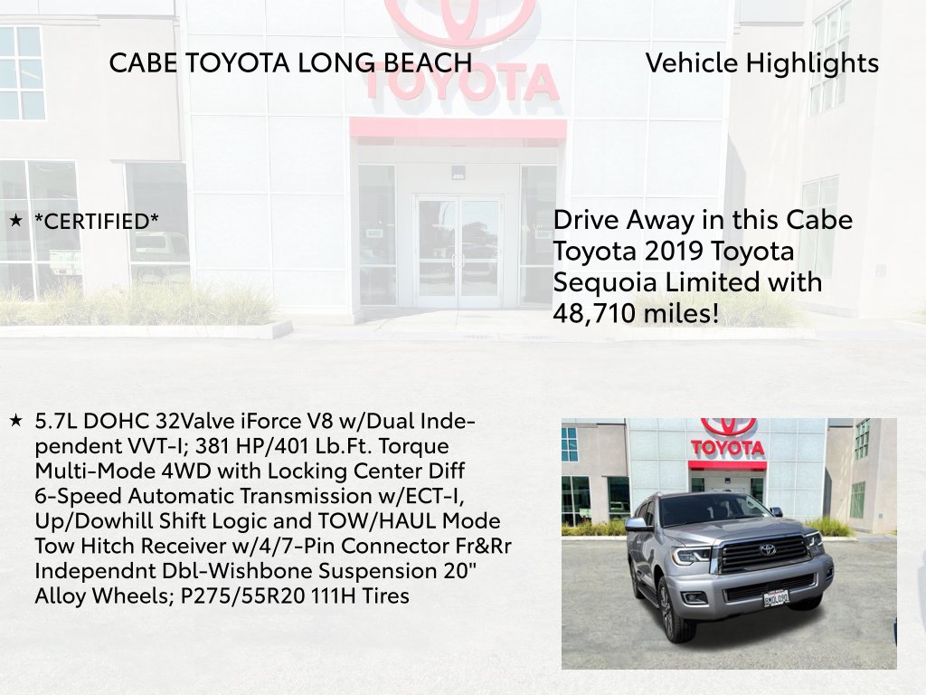 Certified 2019 Toyota Sequoia Limited w/ Safety & Convenience Package AWD/4WD image 7