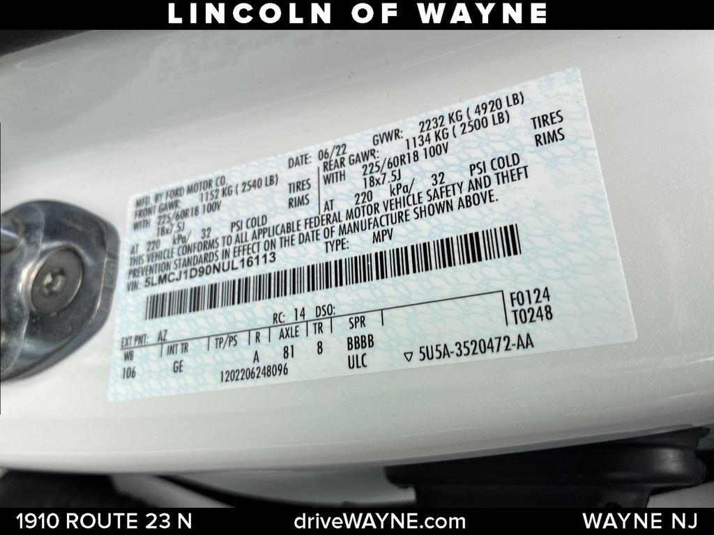 Certified 2022 Lincoln Corsair AWD w/ Equipment Group 101A image 29