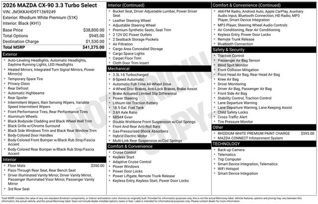 Certified 2026 MAZDA CX-90 3.3 Turbo w/ Select Package AWD/4WD image 31