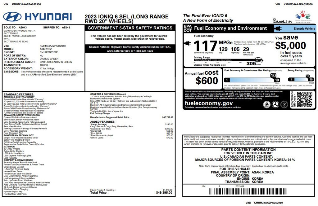 Used 2023 Hyundai Ioniq 6 SEL w/ Cargo Package RWD image 3