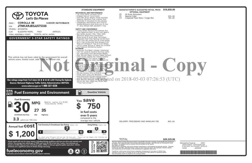 Used 2018 Toyota Corolla iM w/ Carpet Mat Package (TMS) image 4