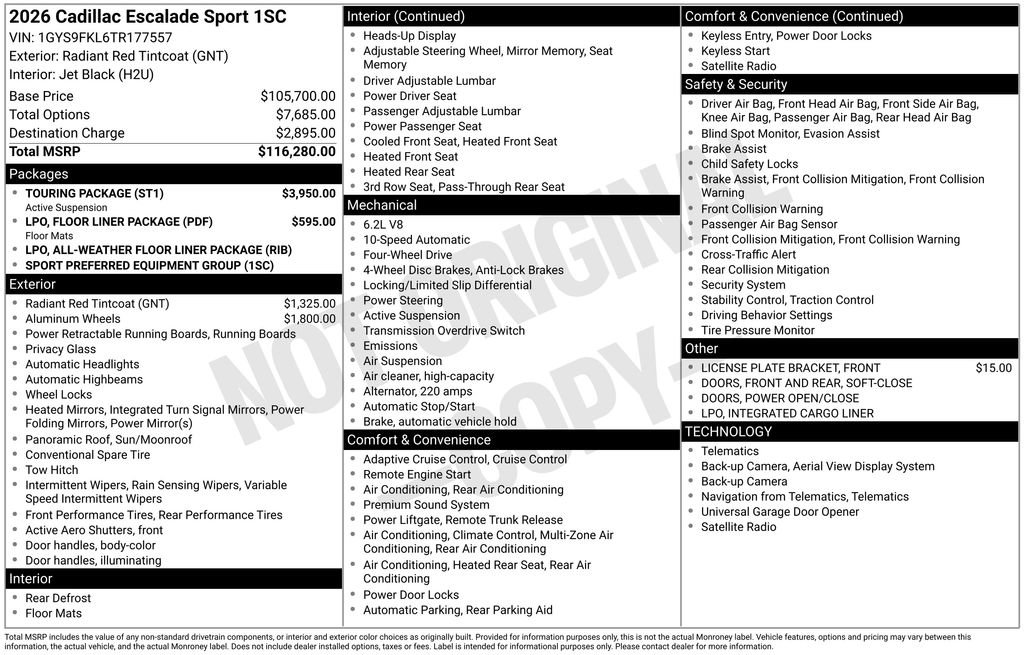 Certified 2026 Cadillac Escalade Sport w/ Touring Package AWD/4WD image 41