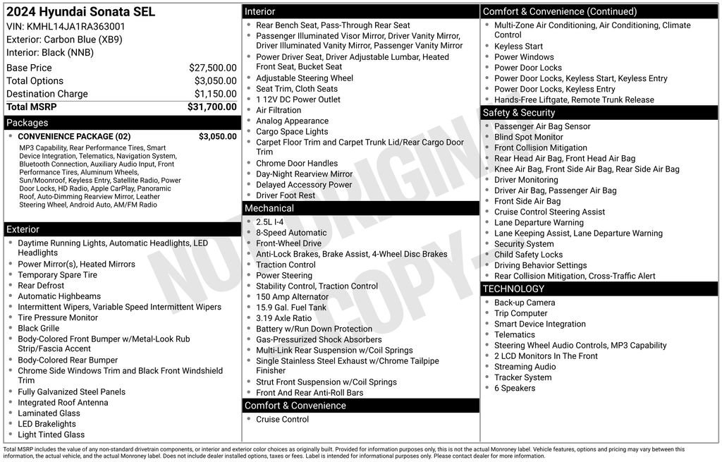 Used 2024 Hyundai Sonata SEL w/ Convenience Package FWD image 31