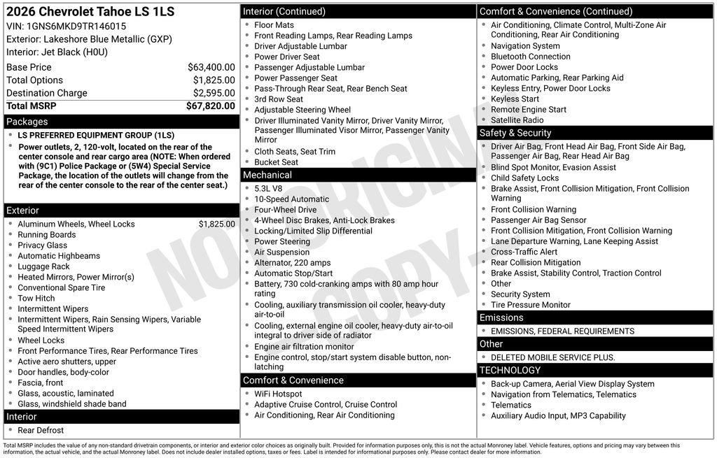 New 2026 Chevrolet Tahoe LS image 9