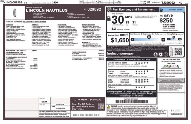 New 2026 Lincoln Nautilus Premier w/ Jet Appearance Package AWD/4WD image 32