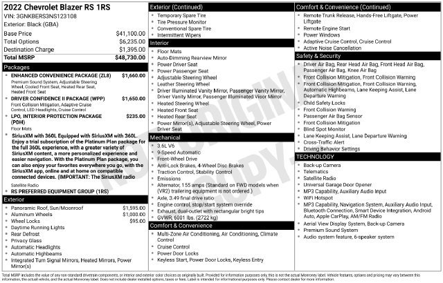 Used 2022 Chevrolet Blazer RS w/ Enhanced Convenience Package FWD image 7