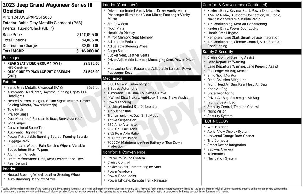 Used 2023 Jeep Grand Wagoneer Series III w/ Rear Seat Video Group 1 image 7