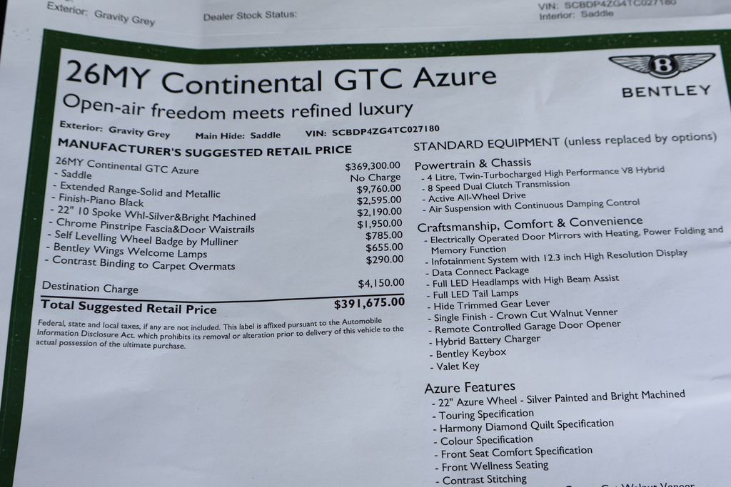 New 2026 Bentley Continental GTC image 13