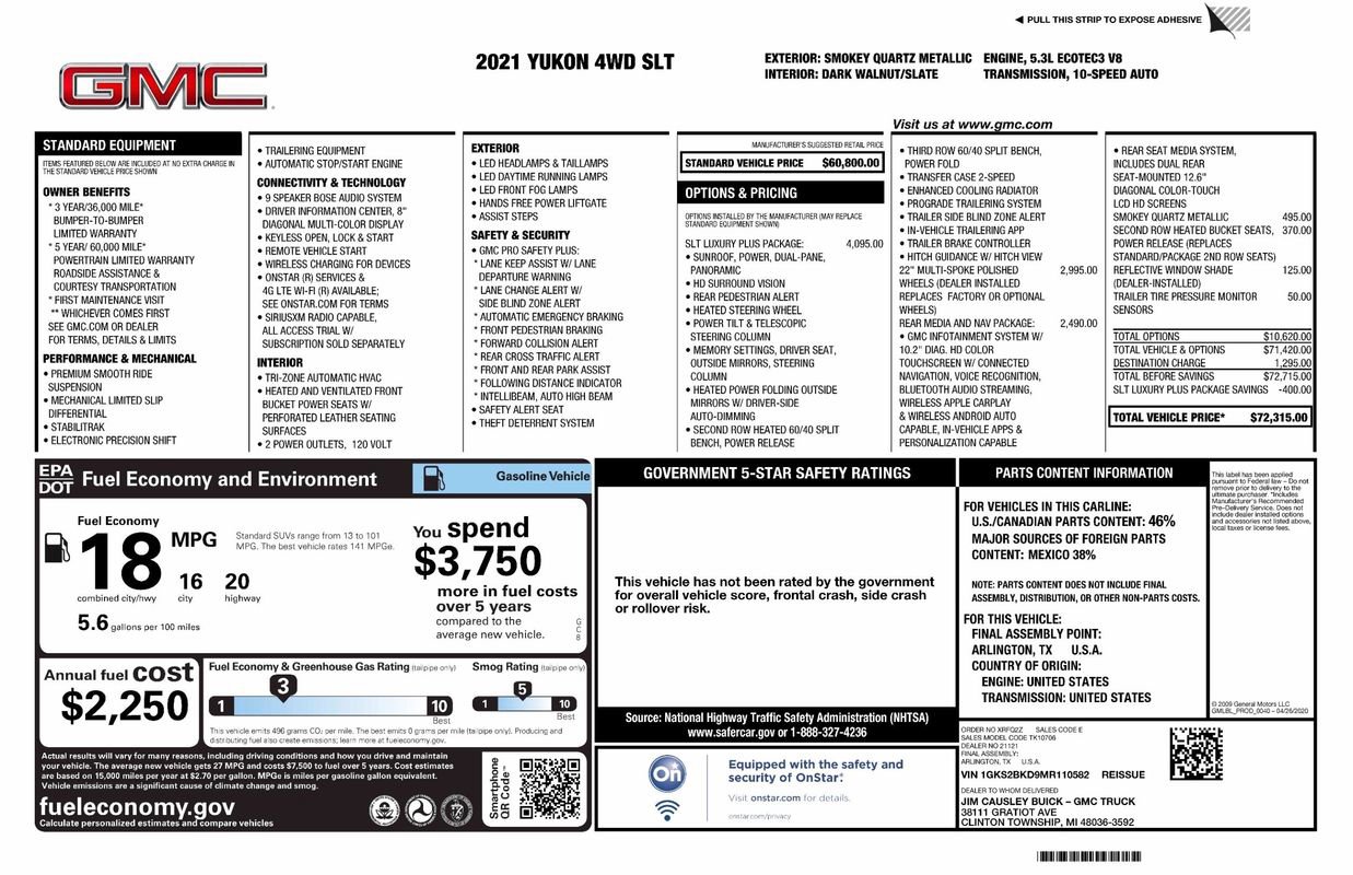 Used 2021 GMC Yukon SLT w/ SLT Luxury Plus Package image 56