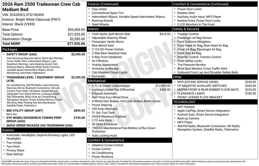 New 2026 RAM 2500 Tradesman w/ Safety Group AWD/4WD image 3