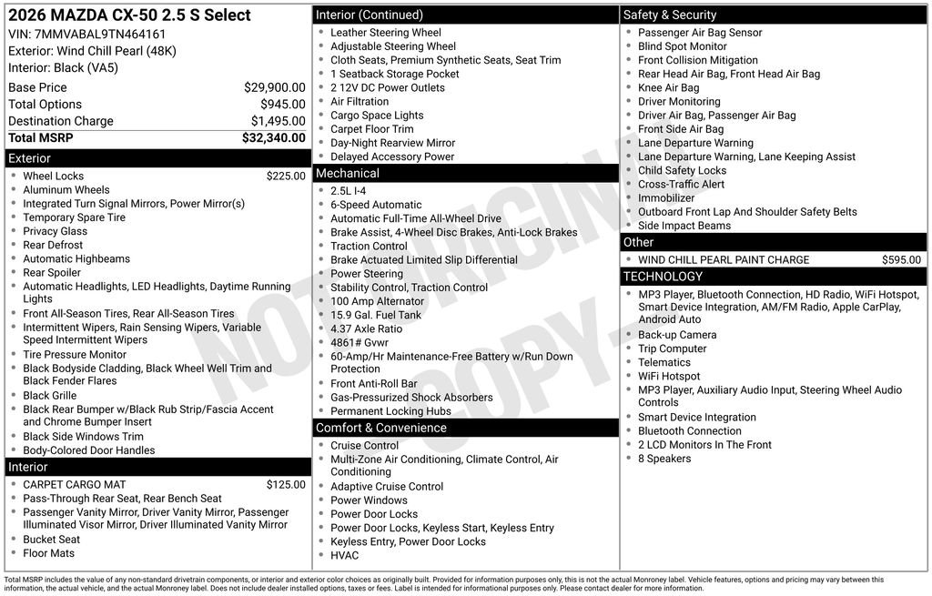 Certified 2026 MAZDA CX-50 AWD 2.5 S w/ Select Package image 2