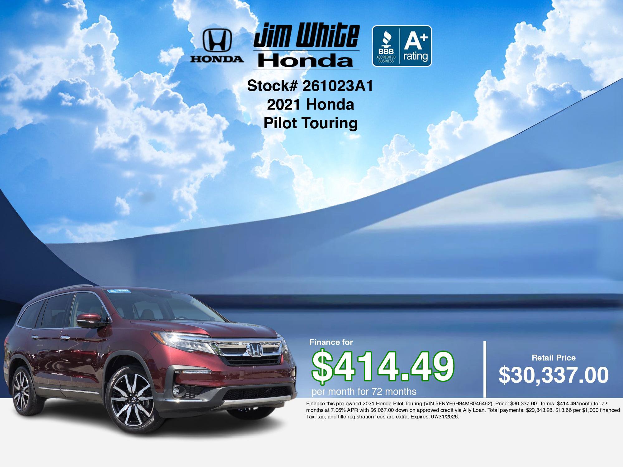 Certified 2021 Honda Pilot Touring image 3