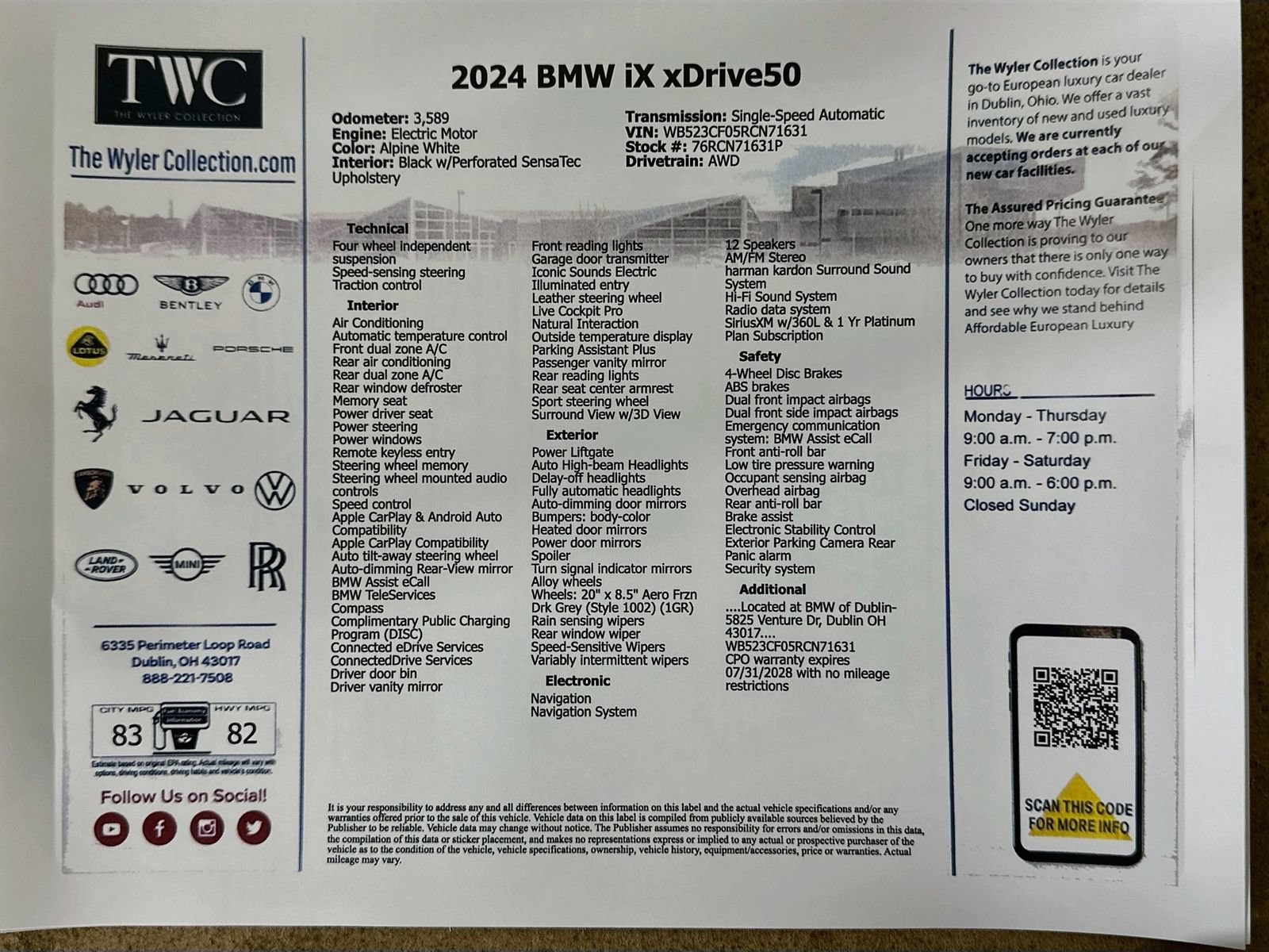 Used 2024 BMW iX xDrive50 w/ Convenience Package AWD/4WD image 46