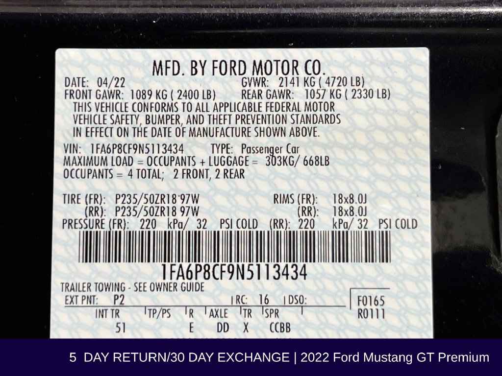 Used 2022 Ford Mustang GT Premium w/ Equipment Group 401A RWD image 35