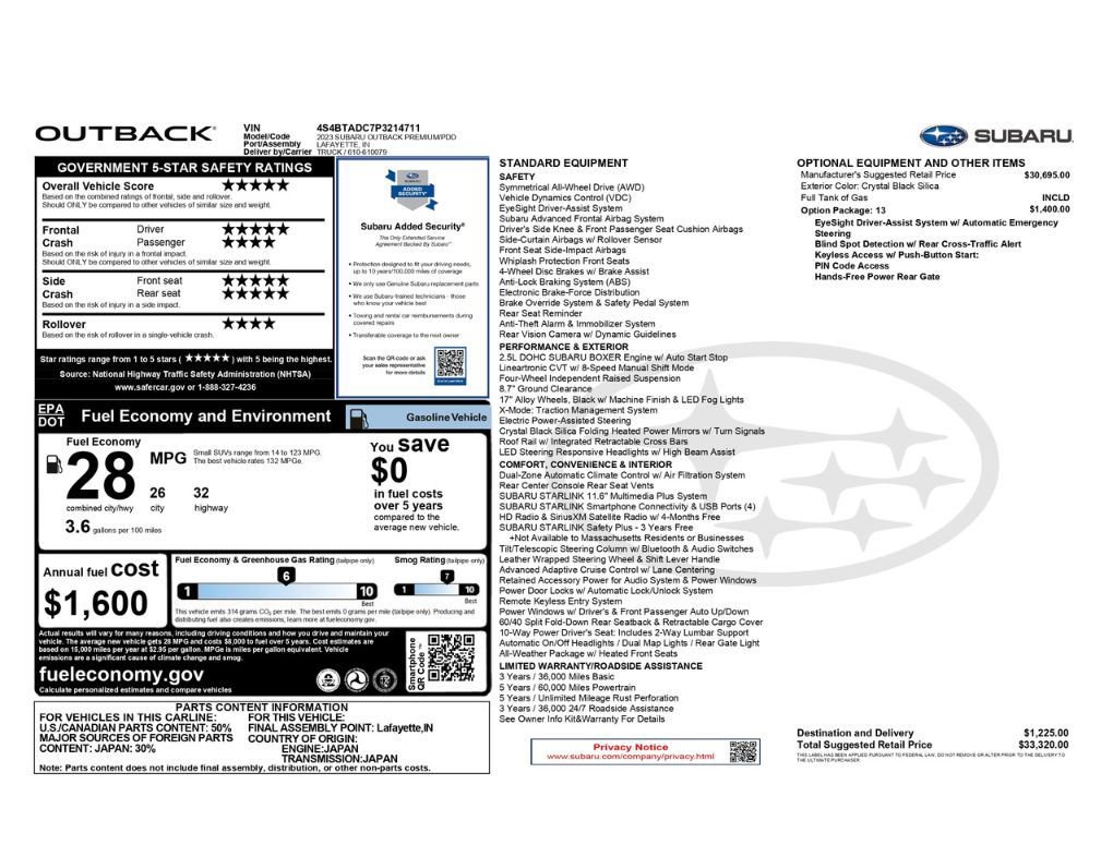 Used 2023 Subaru Outback Premium AWD/4WD image 2