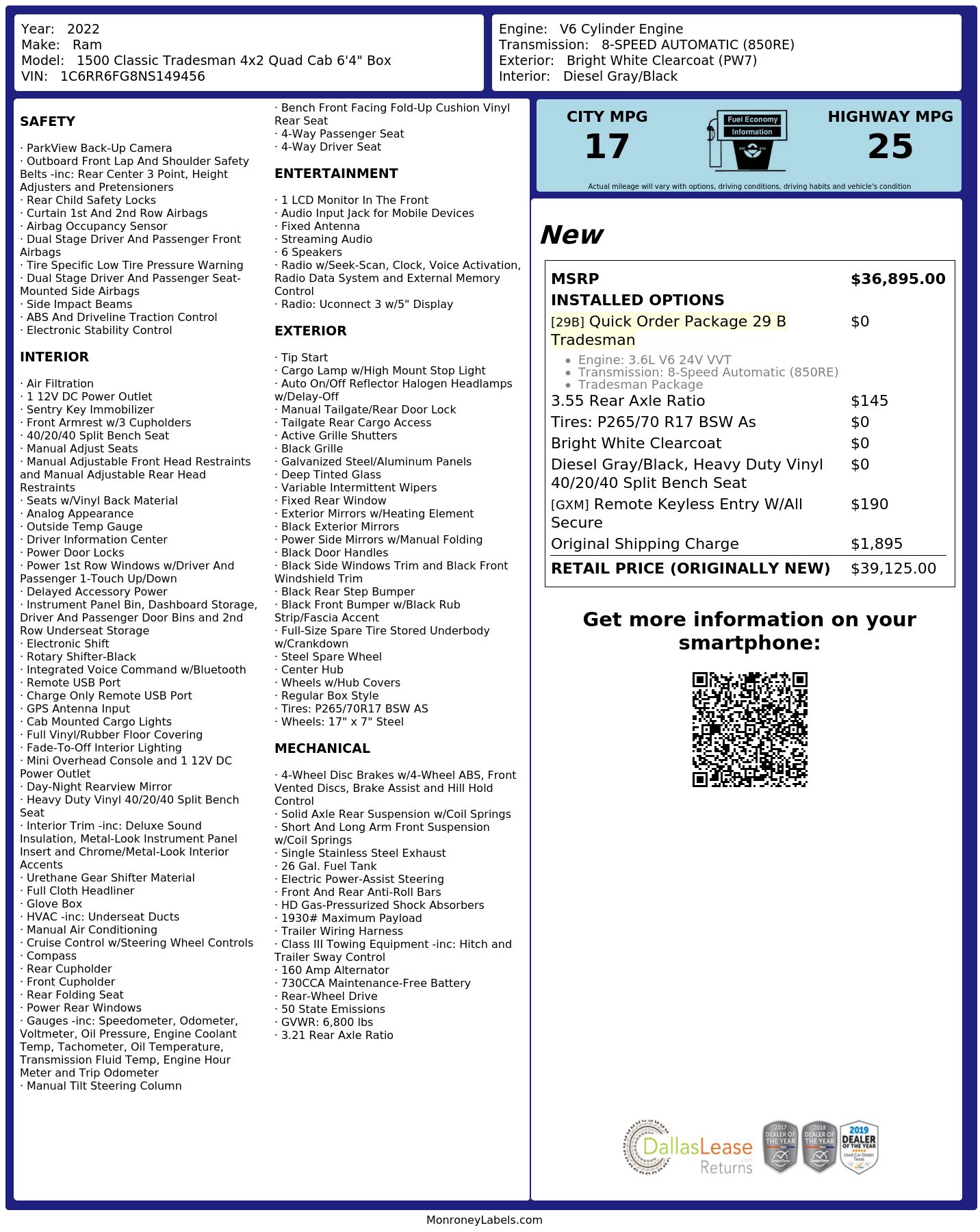 Used 2022 RAM 1500 Tradesman RWD image 3