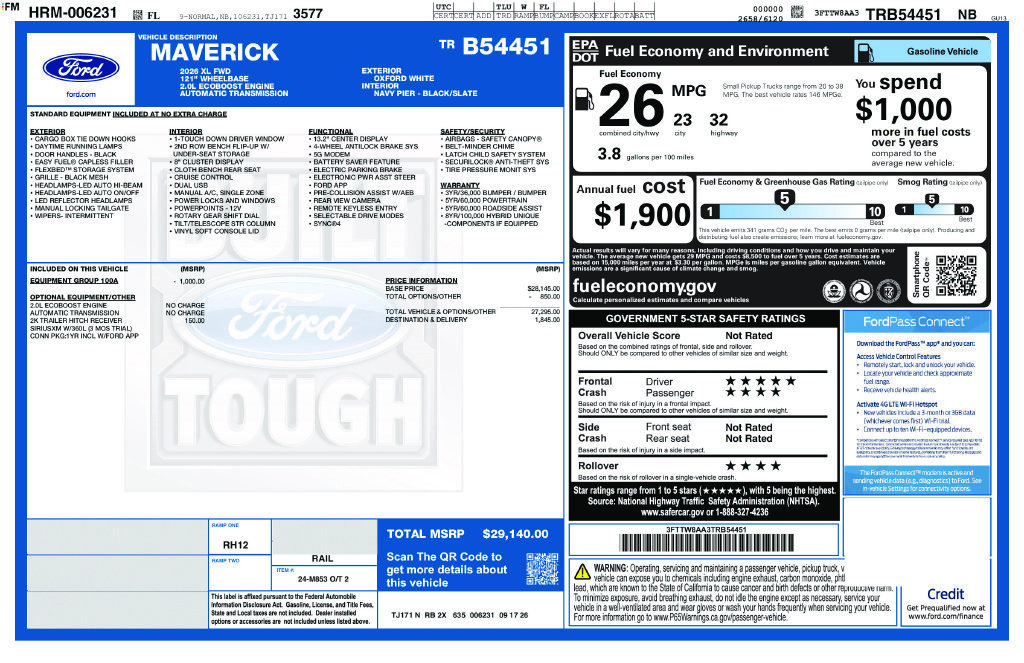 New 2026 Ford Maverick XL FWD image 4