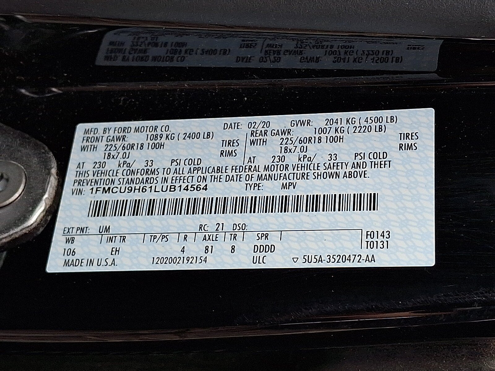 Certified 2020 Ford Escape SEL AWD/4WD image 26