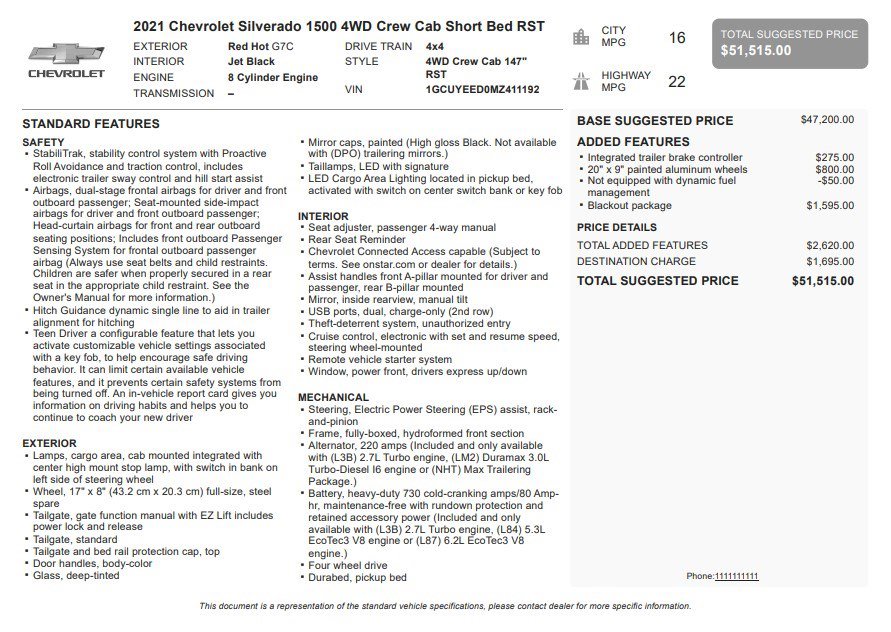 Certified 2021 Chevrolet Silverado 1500 RST w/ LPO, Blackout Package image 33