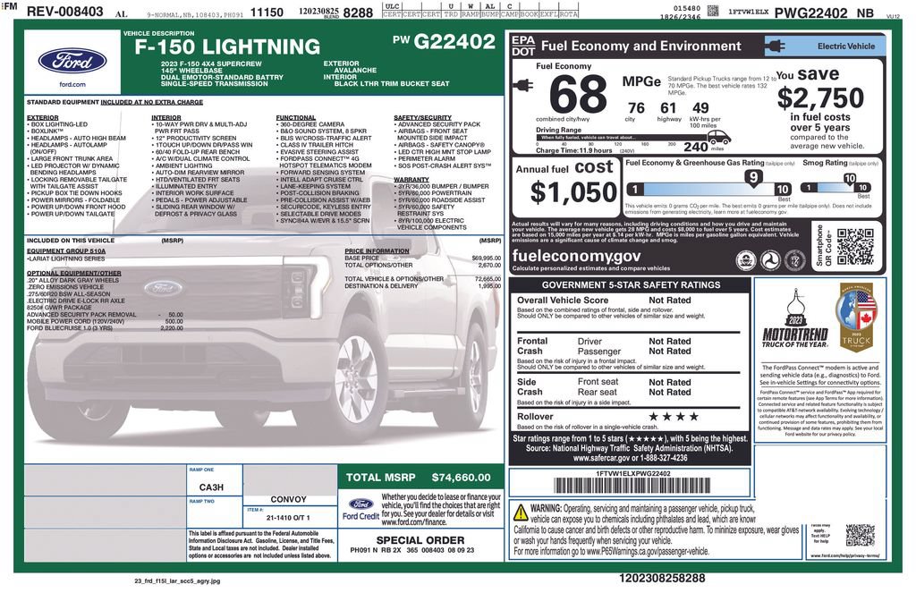 Certified 2023 Ford F150 Lightning Lariat AWD/4WD image 26